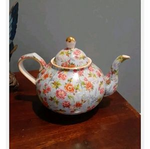 Vintage Blue/Floral Formalities by Baum Bros Teapot With Gold Trim